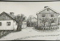 Bagaregatan 8  i Nyköping, teckning av Knut Wiholm