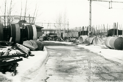 Parti av Oxelösunds hamn, vintern 1986