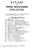 Katalog över Nyköpings arbetare-förenings bibliothek.