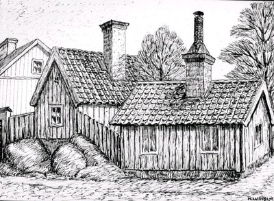 Östra Kyrkogatan 10, teckning av Knut Wiholm