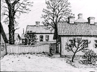 Järnvägsgatan 2, gårdssidan, tecknad av Knut Wiholm.