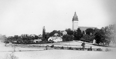 Utsikt över de ännu ej bebyggda kvarteren Åkern och Tullbommen i Strängnäs