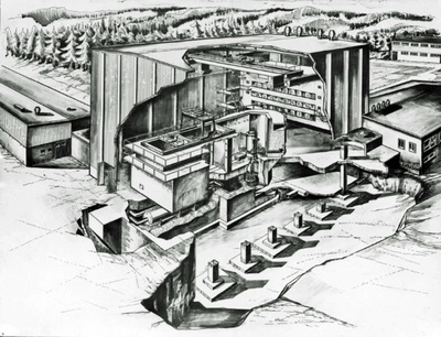 Forskningsreaktor R2, Studsvik AB, fotograferad ritning