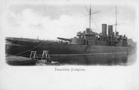 Vykort, pansarfartyget HMS Dristigheten sjösatt år 1900