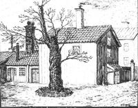 S:t Annegatan 4 i Nyköping, teckning av Knut Wiholm