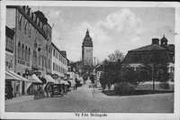 Vykort, motiv från Strängnäs med domkyrkan i bakgrunden, sannolikt 1920-tal