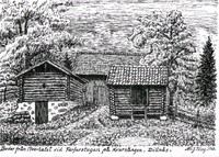 Bodar från 1700-talet vid farfarstugan på Kvarnängen.