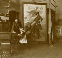 Julius Kronberg i sin ateljé i Stockholm år 1893