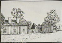 Lilla Trädgårdsgatan  i Nyköping, teckning av Knut Wiholm