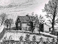 Teckning av Knut Wiholm, från Östra Bergen, Allhelgonavägen 6 i Nyköping.