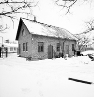 Gamla tegelbyggnaden vid gasverket i Nyköping, februari 1965