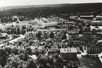 Strängnäs, utsikt från domkyrkotornet åt sydväst.