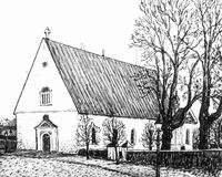 Östra kyrkan i Nyköping, teckning av Knut Wiholm