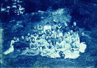 Blåkopia, skolfoto, Åsa Folkhögskola 1890-tal