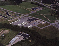 Flygfoto SLT:s anläggning i Eskilstuna, 6 juli 1984