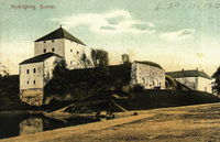 Färglagt vykort, Nyköpingshus, tidigt 1900-tal