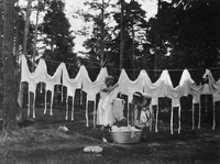 Tvätt hänges vid Benninge lanthushållsskola 1947