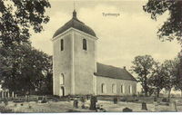 Tystberga kyrka med kyrkogården, vykort