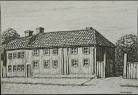 Sankt Annegatan 15-17  i Nyköping, teckning av Knut Wiholm