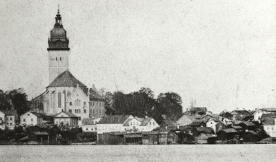 Strängnäs från Sundbyområdet före branden 1871.