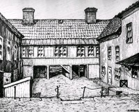 Vid Stora Torget i Nyköping, teckning av Knut Wiholm