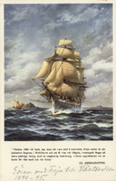 Vykort, skeppet Freja, efter målning av Jacob Hägg