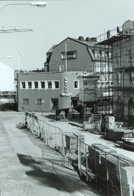 Affärshuset Präntaren i Strängnäs under byggnad.