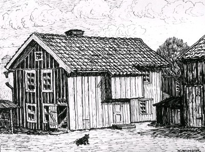 Östra Storgatan 19, teckning av Knut Wiholm