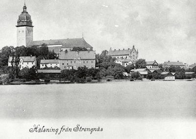 Strängnäs från sydost. Tryckt vykort från 1900-talets början.