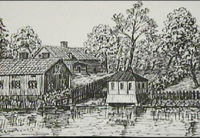 Sankt Annegatan 9-11  i Nyköping, teckning av Knut Wiholm