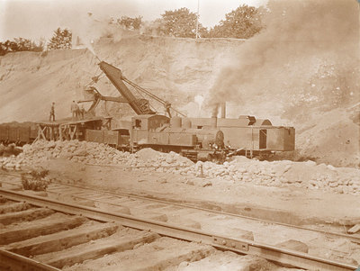 Järnvägsbygge i Alingsås år 1914