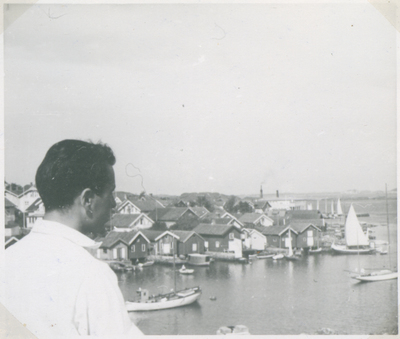 Utsikt över Grebbestad på västkusten år 1945
