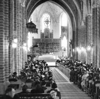 Altare samt mittengång i Strängnäs domkyrka.