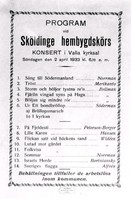 Program vid Sköldinge hembygdskörs konsert.