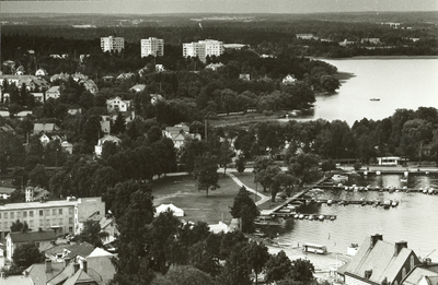 Strängnäs, utsikt från domkyrkotornet åt nordväst.