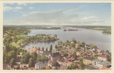 Vykort, Strängnäs, utsikt från domkyrkotornet