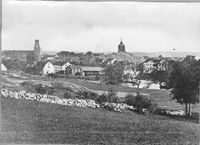 Stadsvy mot Fors och Sankt Anna hospital i Nyköping, cirka 1870