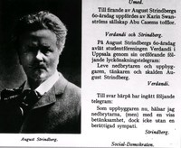 August Strindbergs 60-årsdag.