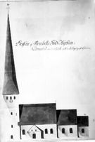 Teckning, Torshälla kyrka 1786