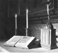 Medeltida mässbok i Strängnäs domkyrka ca 1957