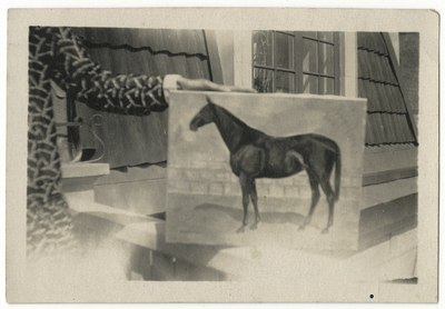 Fotad tavla, motiv med häst, konstnär Bodil Güntzel (1903-1998), 1930-tal