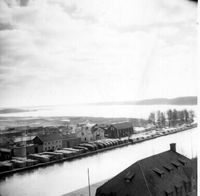 Vy över Nyköpings hamn, 1950