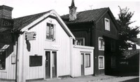 Nedre hörnet av Prästgatan och Hospitalsgatan, Prästgatan 3-5 i Nyköping år 1938