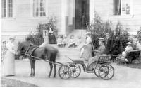 Gruppbild med häst och vagn, Hedenlunda herrgård