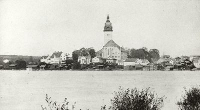 Strängnäs sett från Sundby kort före den stora branden 1871.