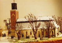 Nicolaikyrkan i Nyköping, modell i marsipan och choklad i skala 1:100