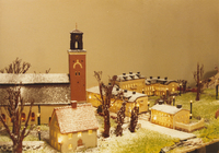 Stora torget i Nyköping, modell i marsipan och choklad i skala 1:100