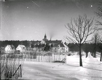 Nyköpings länslasarett uppfört 1914, i snö, foto från år 1920