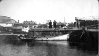Vid Oxelösunds hamn vintertid, tidigt 1900-tal