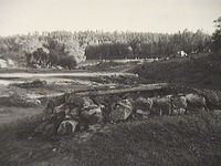 Linrötningsgrop vid Karsbol, foto 1937